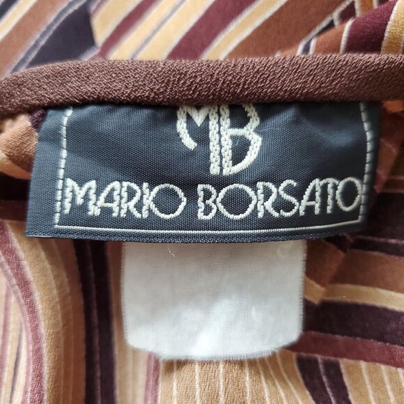 Vintage 80s Mario Borsato Brown Striped Blouse - Picture 6 of 8